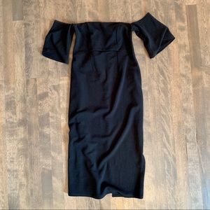 ASOS Black midi dress, off the shoulder